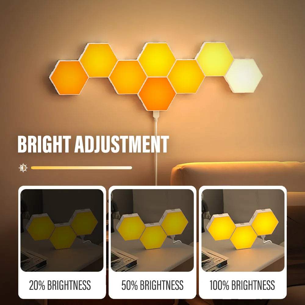 RGB Bluetooth LED Hexagon Light Indoor Wall LightsThe RGB Bluetooth LED Hexagon Light is an innovative and stylish indoor wall light designed to elevate the ambiance of any room. It's perfect for computer game rooms1724RGB Bluetooth LED Hexagon Light Indoor Wall Lights