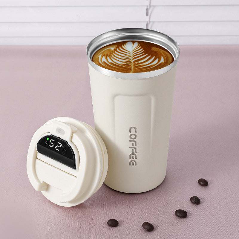 Thermos Coffee Cup with Temperature Display 510mlThe vacuum double wall was made of high quality 304 stainless steel, rust-proof & leak-proof. The lid was made of food-grade silicone, it’s easy to clean and has1724Thermos Coffee Cup