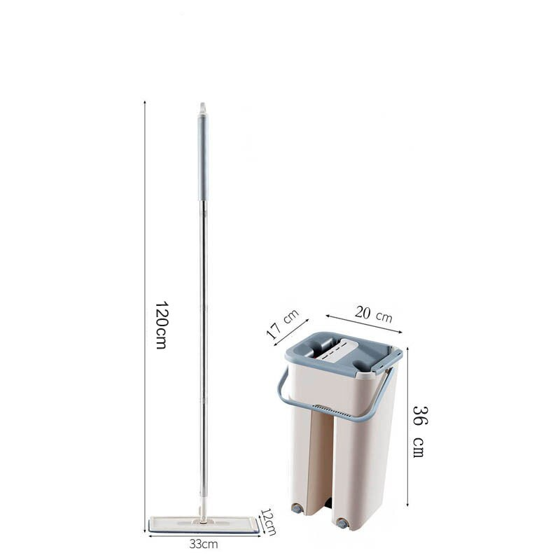 Squeeze Flat Mop and bucket with wringer set has three microfiber pads with excellent water absorption that makes it perfect for wet and dry cleaning. You can wash the mop pa1724Flat Squeeze Mop