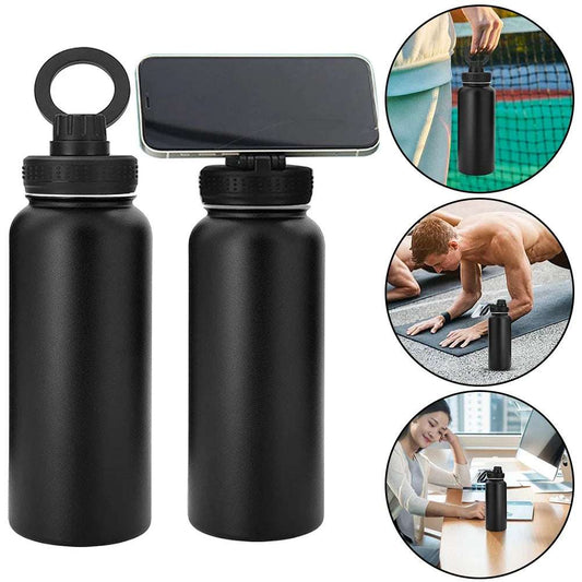 Insulated Water Bottle with Phone MountDiscover the ultimate convenience with the Insulated Water Bottle with Phone Mount, a revolutionary design that blends hydration with hands-free technology. This 1L 1724Insulated Water Bottle