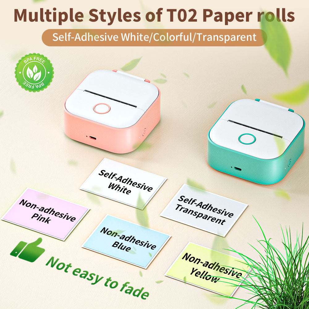 Portable Bluetooth Thermal Label Printer with Self-Adhesive Thermal PaTake the convenience of printing to the next level with the Mini Pocket Printer. Compact, inkless, and remarkably quiet, this device boasts a swift 10mm/s printing s1724Portable Bluetooth Thermal Label Printer