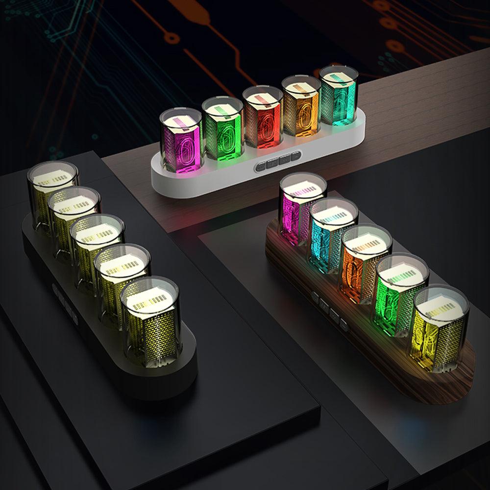 RGB Nixie Tube ClockThe Digital Nixie Tube Clock, enhanced with RGB LED glows, offers a dazzling array of 16 million colors, allowing you to DIY your personal rainbow light or choose fr1724RGB Nixie Tube Clock