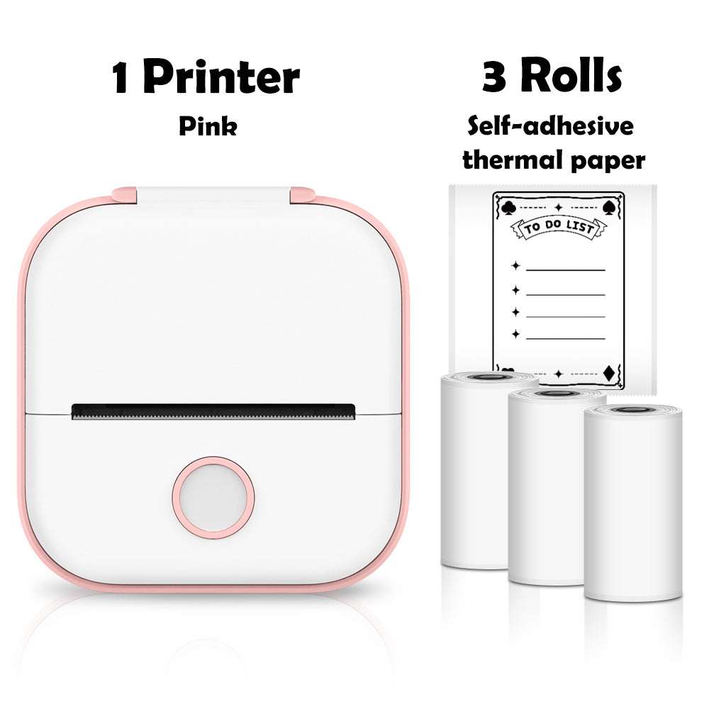 Portable Bluetooth Thermal Label Printer with Self-Adhesive Thermal PaTake the convenience of printing to the next level with the Mini Pocket Printer. Compact, inkless, and remarkably quiet, this device boasts a swift 10mm/s printing s1724Portable Bluetooth Thermal Label Printer