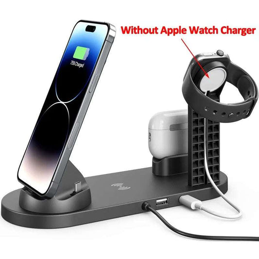 5 In 1 Wireless Charger Stand Pad For iPhoneIntroducing our new and upgraded multi-device charging stand! While it may not include an Apple Watch charger, it provides a dedicated space for effortless charging 17241 Wireless Charger Stand Pad