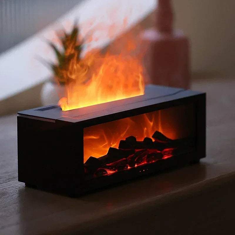 Fireplace humidifier with flame display and LED colors