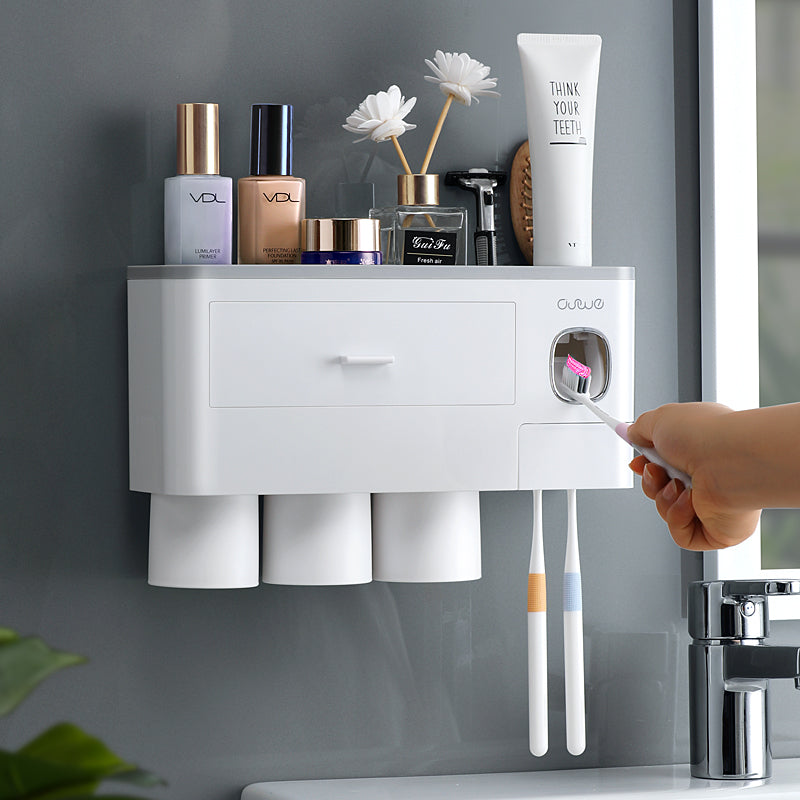 Bathroom Organizer Set Toothbrush 4 Cup Holder1724Bathroom Organizer Set Toothbrush 4 Cup Holder