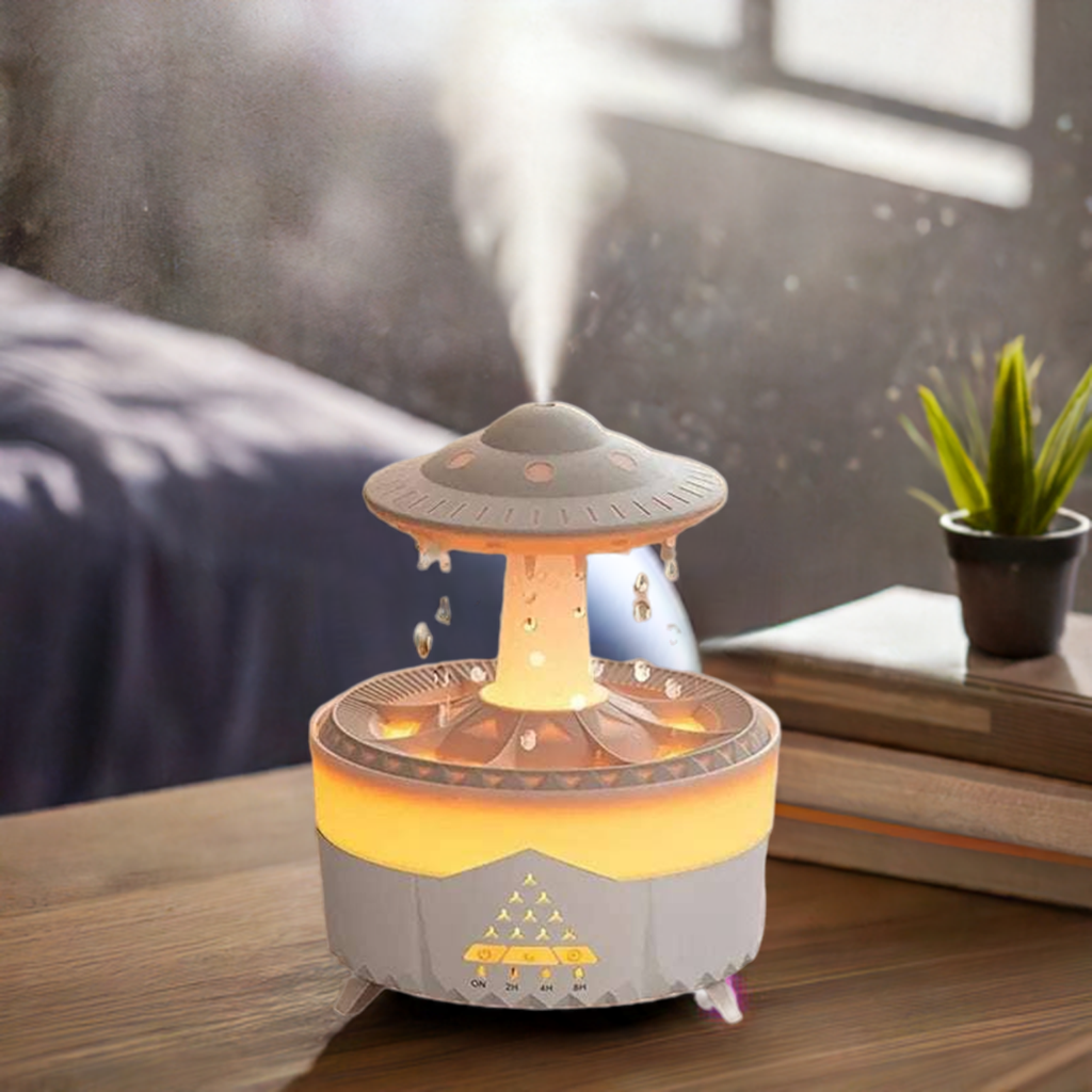 Rain Drop Air Humidifier Essential Oil DiffuserThe Rain Drop Air Humidifier Essential Oil Diffuser, with its 350ml capacity, unique rain cloud design, and multifunctionality, is a must-have for those seeking a pe1724Rain Drop Air Humidifier Essential Oil Diffuser