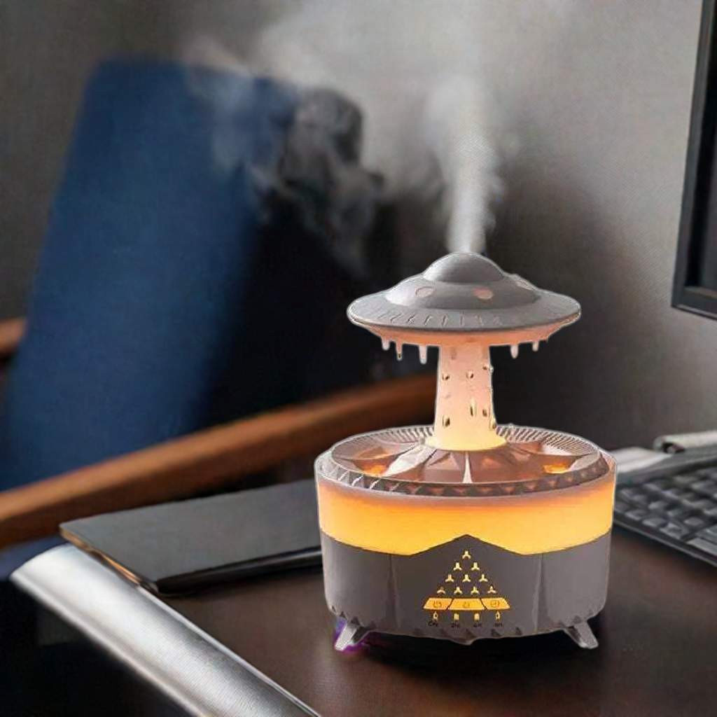 Rain Drop Air Humidifier Essential Oil DiffuserThe Rain Drop Air Humidifier Essential Oil Diffuser, with its 350ml capacity, unique rain cloud design, and multifunctionality, is a must-have for those seeking a pe1724Rain Drop Air Humidifier Essential Oil Diffuser