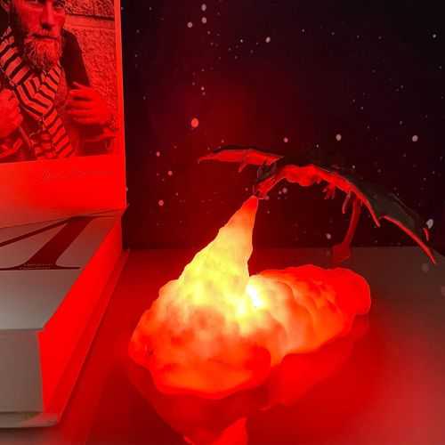 Dragon LampCreate an enchanting atmosphere with our Dragon Lamp that features a lifelike 3D-printed dragon design. When illuminated, the dragon appears to be flying and breathi1724Dragon Lamp