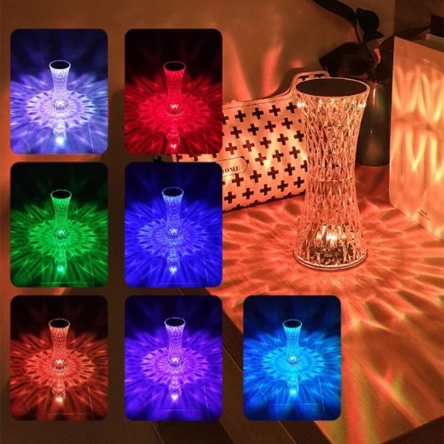 Acrylic Crystal LampThis acrylic table lamp has a modern design, with 3D technology that creates a stunning light and shadow display. It offers 6 levels of brightness, adjustable by tou1724Acrylic Crystal Lamp