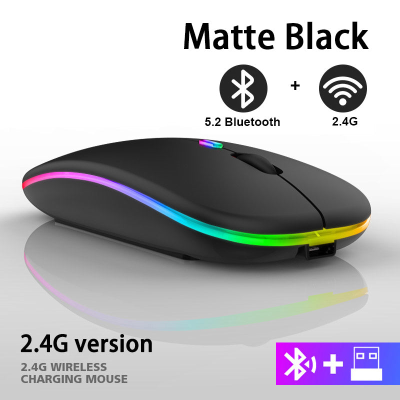 2.4G Wireless Mouse Rechargeable Bluetooth RGB