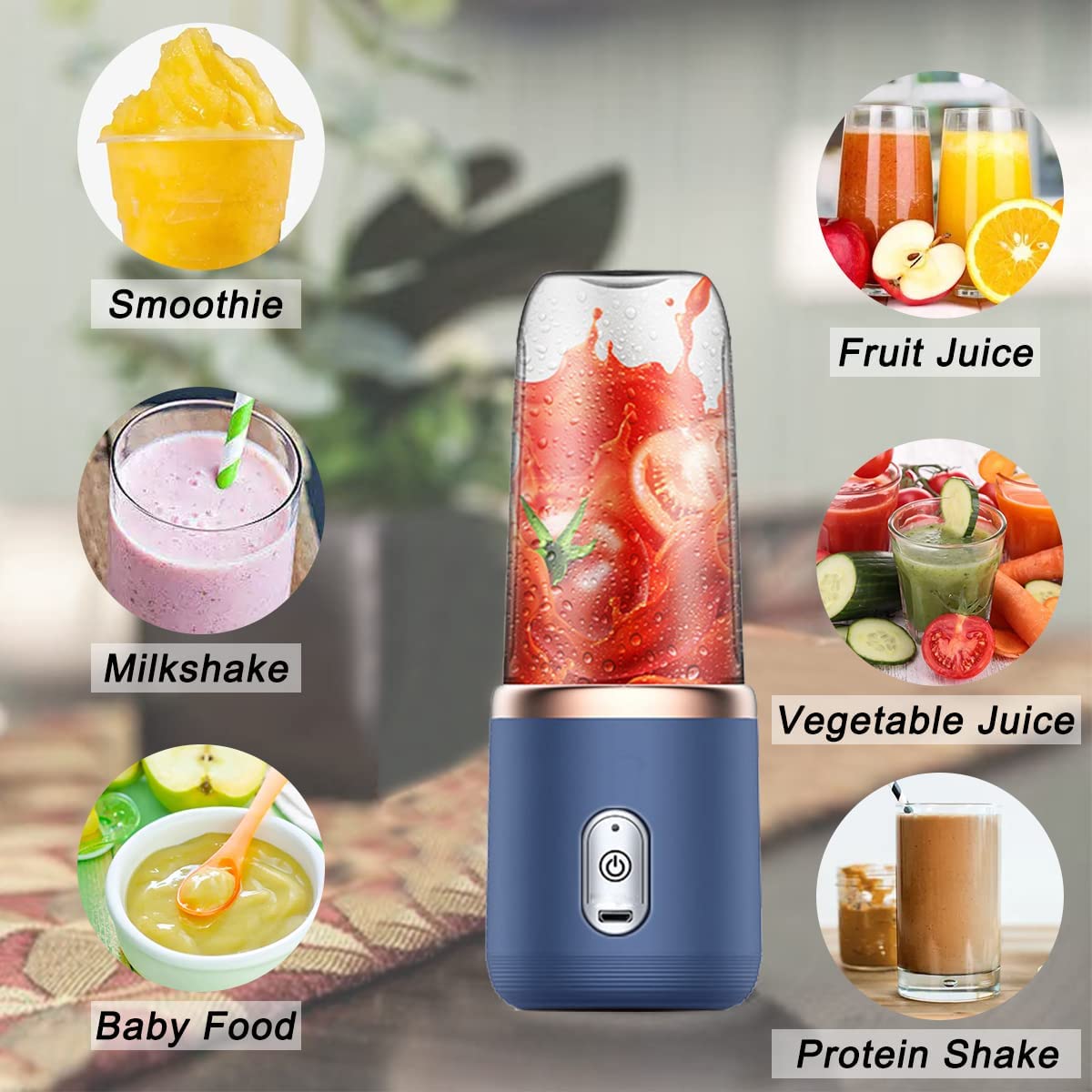 Portable Electric Juicer CupThe Portable Electric Juicer Cup is a compact and versatile blender equipped with a magnetic induction safety lock, ensuring secure and convenient operation. Made fr1724Portable Electric Juicer Cup