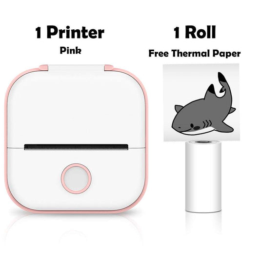 Portable Bluetooth Thermal Label Printer with Self-Adhesive Thermal PaTake the convenience of printing to the next level with the Mini Pocket Printer. Compact, inkless, and remarkably quiet, this device boasts a swift 10mm/s printing s1724Portable Bluetooth Thermal Label Printer